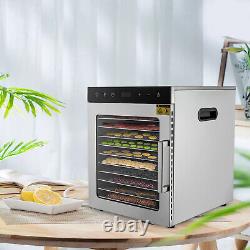 10Tray Food Dehydrator Machine with Stainless Steel Racks, Fast Drying Temp+Timer
