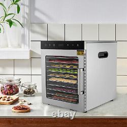10Tray Food Dehydrator Machine with Stainless Steel Racks, Fast Drying Temp+Timer