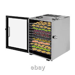 10/12 Tray Food Dehydrator Stainless Steel Fruit Meat Dryer Temp + Time Control