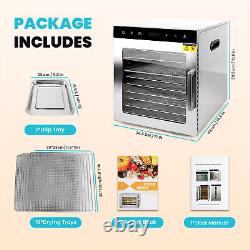 10/20 Trays Food Dehydrator Stainless Steel Adjustable Fruit Dryer with Timer