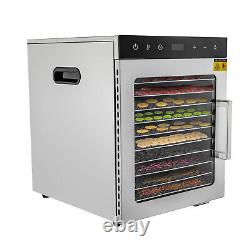 10-Tray Commercial Food Dehydrator Fruit Jerky Dryer Blower Stainless Steel 800W
