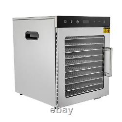 10 Tray Commercial Food Dehydrator Stainless Steel Fruit Meat Dryer & Timer 800W