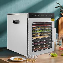 10-Tray Commercial Food Dehydrator Stainless Steel Fruit Meat Jerky Dryer&Timer