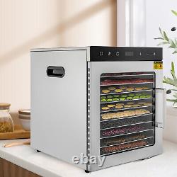 10-Tray Commercial Food Dehydrator Stainless Steel Fruit Meat Jerky Dryer&Timer