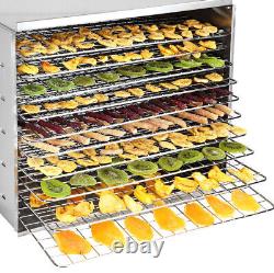 10 Tray Food Dehydrator Stainless Fruit Jerky Dryer Blower Commercial 1000W