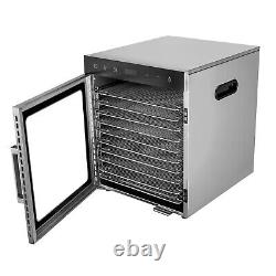 10 Tray Food Dehydrator Stainless Fruit Jerky Dryer Blower Commercial 800W