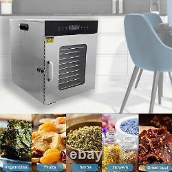 10 Tray Food Dehydrator Stainless Steel Meat Fruit Vegetable Jerky Dryer Machine
