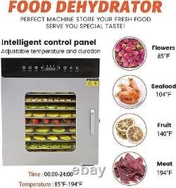 10 Tray Food Dehydrator Stainless Steel Meat Fruit Vegetable Jerky Dryer Machine