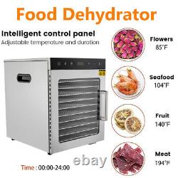 10-Tray Food Dehydrator Stainless Steel Meat Fruit Vegetable Jerky Dryer Machine