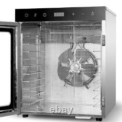 10 Trays Food Dehydrator Machine Stainless Steel 400W Jerky Fruit Drying NEW