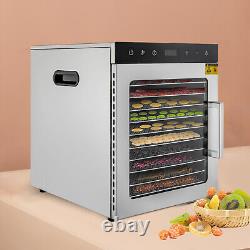 10 Trays Food Dehydrator Meat Fruit Jerky Dryer Stainless Steel Commercial 800W