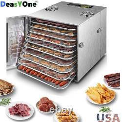 10 Trays Food Dehydrator for Jerky 1000W 17Ft² Usable Area Stainless Steel Dryer