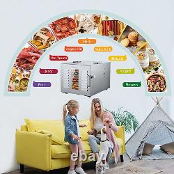 10 Trays Food Dehydrator for Jerky 1000W 17Ft² Usable Area Stainless Steel Dryer