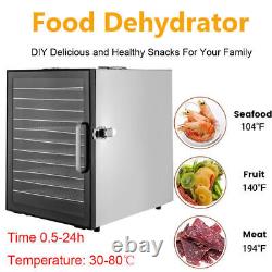 12-Tray Food Dehydrator Stainless Steel Meat Fruit/Vegetable Jerky Dryer Machine