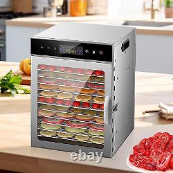 12 Trays Food Dehydrator Stainless Steel 12h Timer 800W Fruit Jerky Dryer Home