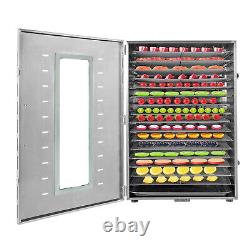 16 Tray Food Dehydrator Stainless Steel 12h Timer 1500W Fruit Jerky Dryer Home