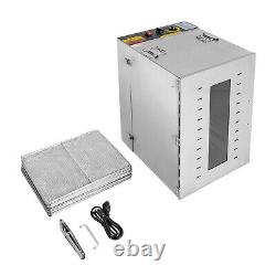 16 Tray Food Dehydrator Stainless Steel 12h Timer 1500W Fruit Jerky Dryer Home