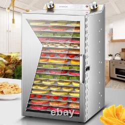 18 Trays Food Dehydrator Machine 304 Stainless Steel Adjustable Temp & Timer