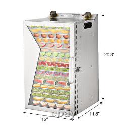 18 Trays Food Dehydrator Machine 304 Stainless Steel Adjustable Temp & Timer