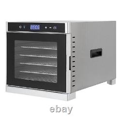 6/8 Tray Electric Food Dehydrator Stainless Steel Fruit Meat Snack Dryer WithTimer