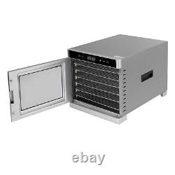 6/8 Tray Electric Food Dehydrator Stainless Steel Fruit Meat Snack Dryer WithTimer