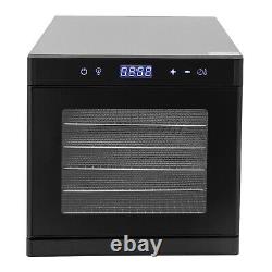 6-Tray Food Dehydrator Stainless Steel Fruit Meat Jerky Flower Dryer+Timer EU p