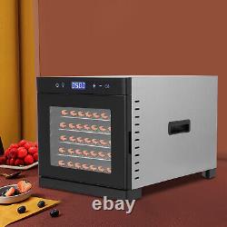 6-Tray Food Dehydrator Stainless Steel Fruit Meat Jerky Flower Dryer+Timer EU p