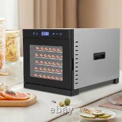 6-Tray Food Dehydrator Stainless Steel Fruit Meat Jerky Flower Dryer+Timer EU p