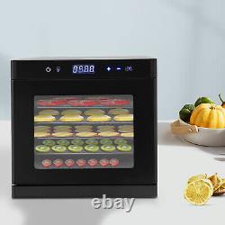 6-Tray Food Dehydrator Stainless Steel Fruit Meat Jerky Flower Dryer+Timer EU p