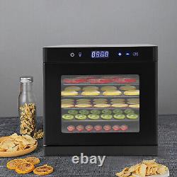 6-Tray Food Dehydrator Stainless Steel Fruit Meat Jerky Flower Dryer+Timer EU p