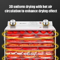 8 Trays Food Dehydrator Machine Stainless Steel 1000W Jerky Fruit Drying