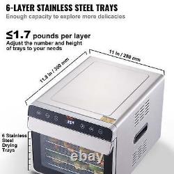 BENTISM 6 Trays Food Dehydrator Machine Stainless Steel 700W Jerky Fruit Drying