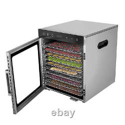 Commercial 10-Tray Food Dehydrator Fruit Meat Jerky Dryer&Timer Stainless Steel