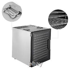 Commercial 12-Tray Food Dehydrator Stainless Steel Fruit Meat Jerky Dryer +Timer