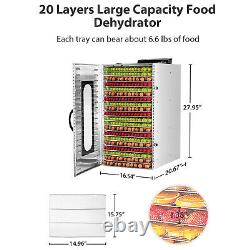 Commercial Dehydrator Machine 20-Tray Food Dehydrator for Jerky Fruit Meat Herbs