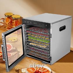 Commercial Food Dehydrator 10-Tray Stainless Steel Fruit Meat Jerky Dryer+Timer