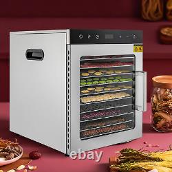 Commercial Food Dehydrator 10-Tray Stainless Steel Fruit Meat Jerky Dryer&Timer