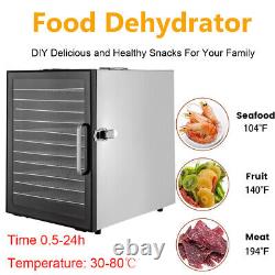 Commercial Food Dehydrator 12-Tray Stainless Steel Fruit Meat Jerky Dryer Timer