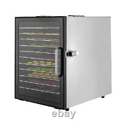 Commercial Food Dehydrator 12 Tray Stainless Steel Fruit Meat Jerky Dryer Timer