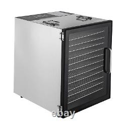 Commercial Food Dehydrator 12 Tray Stainless Steel Fruit Meat Jerky Dryer Timer