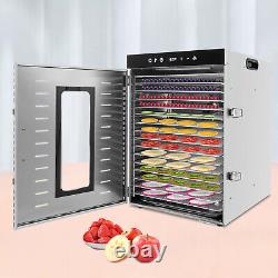 Commercial Food Dehydrator 16-Tray Stainless Steel Fruit Meat Jerky Dryer&Timer