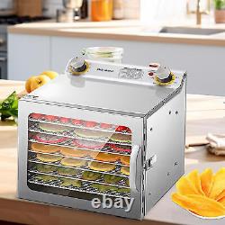 Commercial Food Dehydrator 8-Tray Stainless Steel Fruit Meat Jerky Dryer&Timer