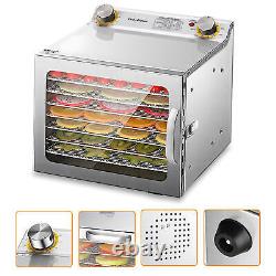 Commercial Food Dehydrator 8-Tray Stainless Steel Fruit Meat Jerky Dryer&Timer