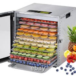 Commercial Food Dehydrator Machine with12 Stainless Trays Timer Temperature 1000W