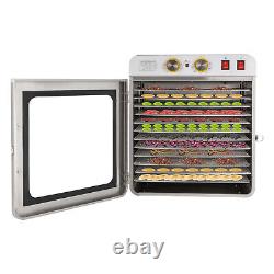 Commercial Food Dehydrator Stainless Steel Fruit Meat Dryer Machine 12 Tray 110V