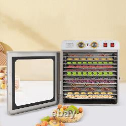 Commercial Food Dehydrator Stainless Steel Fruit Meat Dryer Machine 12 Tray 110V