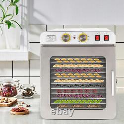 Commercial Food Dehydrator Stainless Steel Fruit Meat Dryer Machine 12 Tray 110V