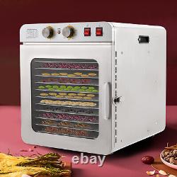 Commercial Food Dehydrator Stainless Steel Fruit Meat Dryer Machine 12 Tray 110V