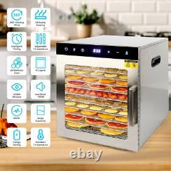 Ecojoy 10 Trays Food Dehydrator Machine Stainless Steel 800W Jerky Fruit Drying