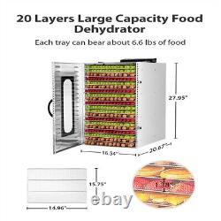 Food Dehydrator 20 Stainless Steel Trays Food Dryer for Fruit Beef Jerky Herbs